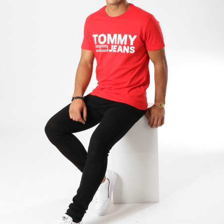 Tommy Hilfiger - Tee Shirt Basic 2192 Rouge Logo Blanc