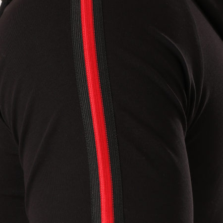 LBO - Tee Shirt Capuche Oversize Avec Bandes Noir Et Rouge 537 Noir