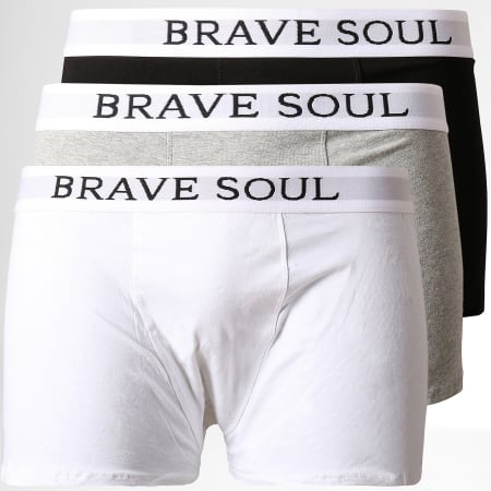 Brave Soul - Lot De 3 Boxers Clark Blanc Noir Gris Chiné