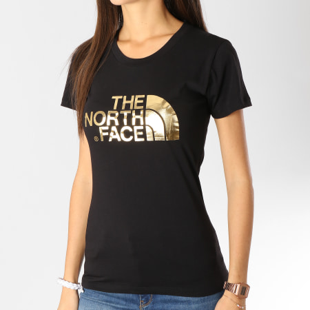 The North Face - Tee Shirt Femme Easy Noir Doré