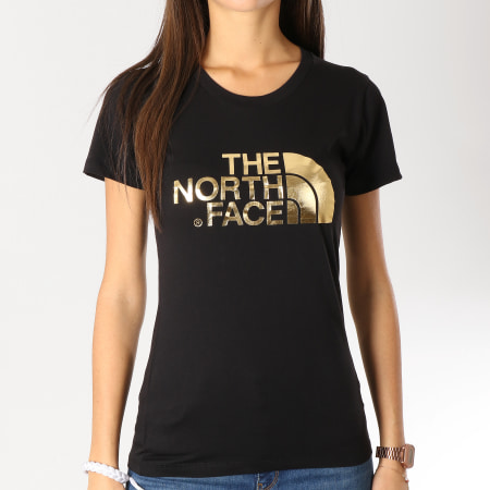 The North Face - Tee Shirt Femme Easy Noir Doré