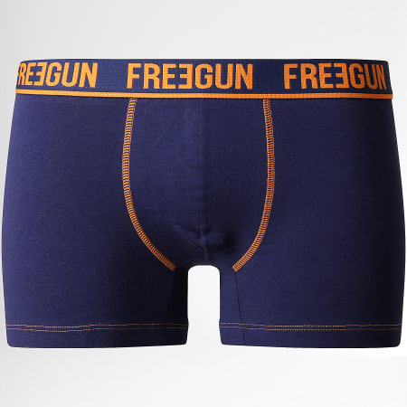Freegun - Lot De 2 Boxers Duo Bleu Marine Gris Chiné Orange