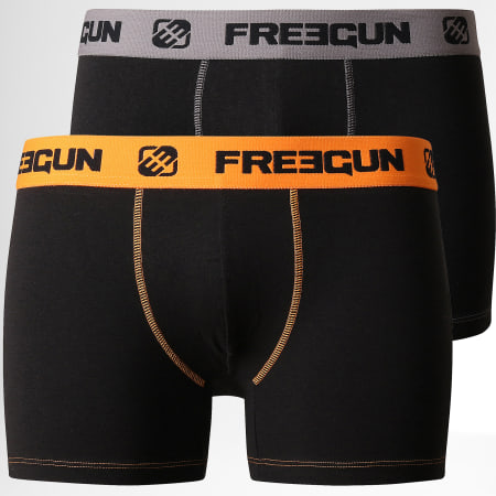 Freegun - Lot De 2 Boxers Duo Noir Gris Orange