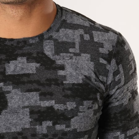 MTX - Tee Shirt Manches Longues 33608 Gris Anthracite Noir Camouflage