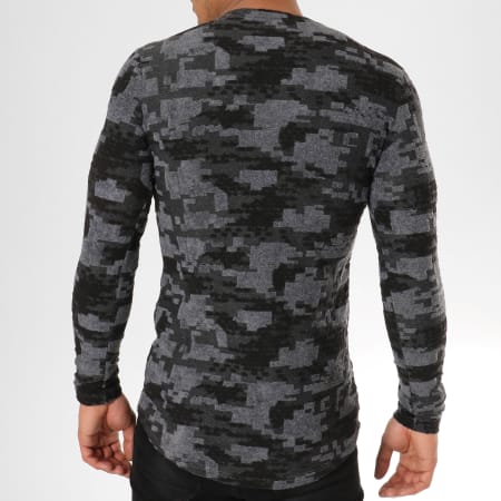 MTX - Tee Shirt Manches Longues 33608 Gris Anthracite Noir Camouflage