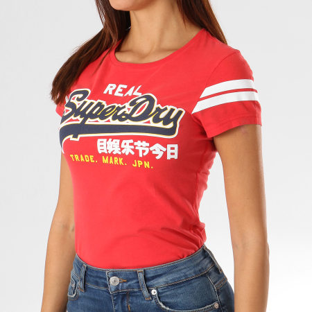 Superdry - Tee Shirt Femme Vintage Logo Mock Applique Rouge