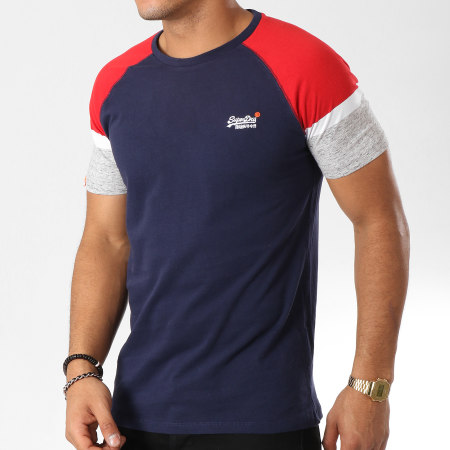 Superdry - Tee Shirt Engd Baseball Bleu Marine