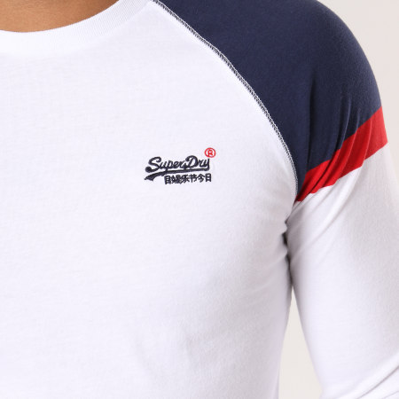 Superdry - Tee Shirt Manches Longues Engd Baseball Blanc