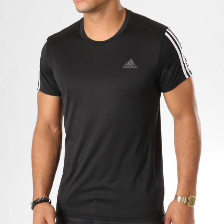 Adidas Performance - Tee Shirt De Sport Run 3 Stripes DM1665 Noir