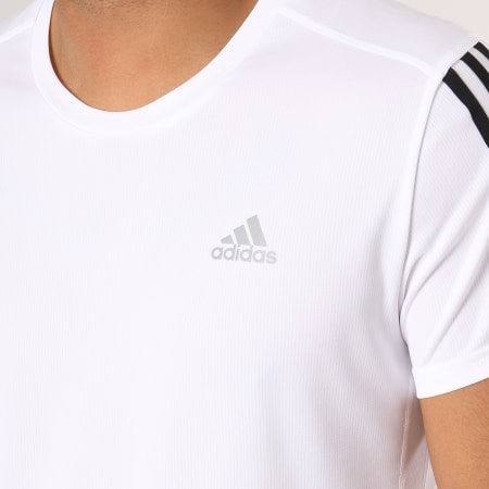 Adidas Performance - Tee Shirt De Sport Run 3 Stripes DN9041 Blanc