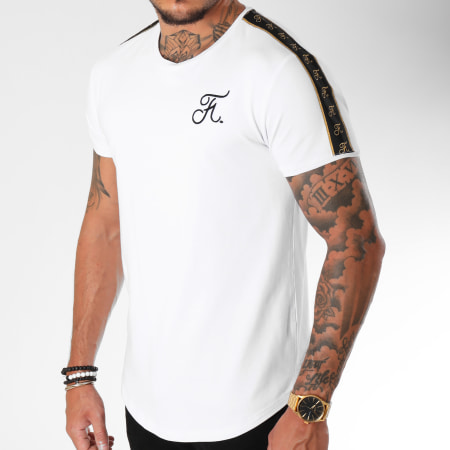 Final Club - Tee Shirt Oversize Gold Label Avec Bandes Et Broderie Or 110 Blanc