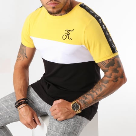 Final Club - Tee Shirt Tricolore Avec Bandes 129 Noir Blanc Jaune