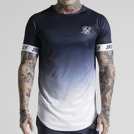 SikSilk - Tee Shirt Oversize Tech Tee 14480 Noir Blanc Dégradé