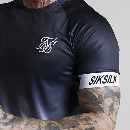 SikSilk - Tee Shirt Oversize Tech Tee 14480 Noir Blanc Dégradé