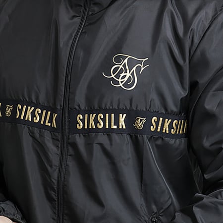 SikSilk - Coupe-Vent Avec Bande 14441 Noir Doré