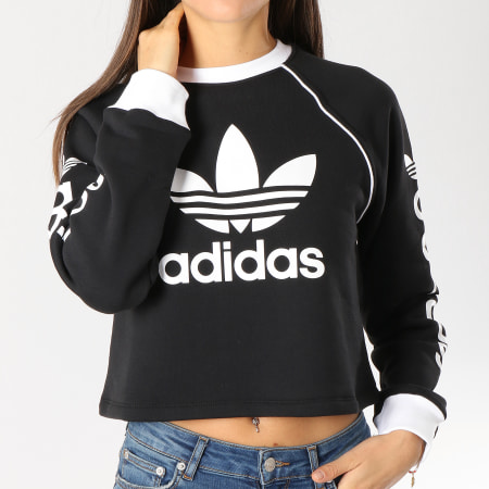 Adidas Originals - Sweat Crewneck Crop Femme Sweater DH4714 Noir Blanc