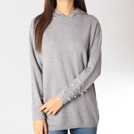 Girls Outfit Pull Capuche Femme Avec Perles 98116 Gris