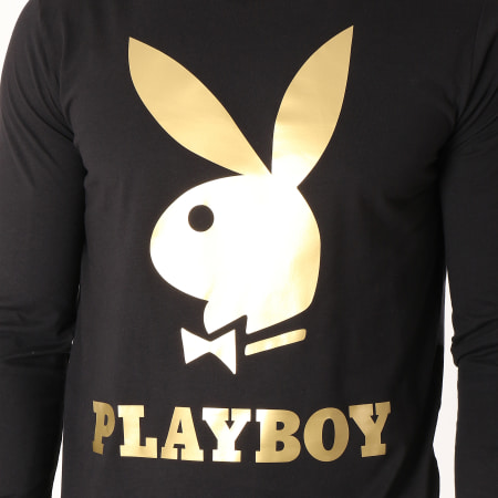 Playboy - Tee Shirt Manches Longues Logo Noir Doré