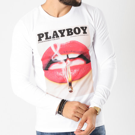 Playboy - Tee Shirt Manches Longues Match Blanc