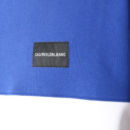 Calvin Klein - Sweat Crewneck Color Block Instutitionnal 9518 Bleu Roi Blanc Noir