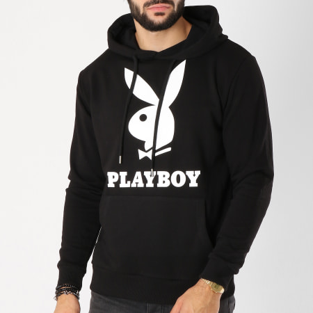 Playboy - Sweat Capuche Logo Noir Blanc