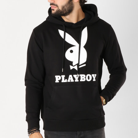 Playboy - Sweat Capuche Logo Noir Blanc