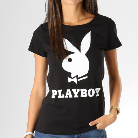 Playboy - Tee Shirt Femme Logo Noir Blanc