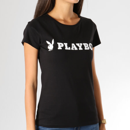 Playboy - Tee Shirt Femme Logo Alternate Noir Blanc
