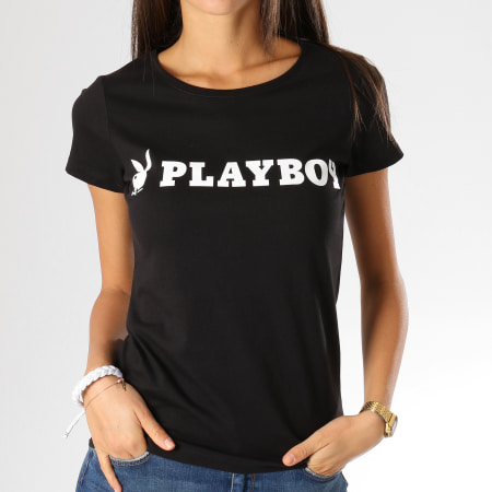 Playboy - Tee Shirt Femme Logo Alternate Noir Blanc