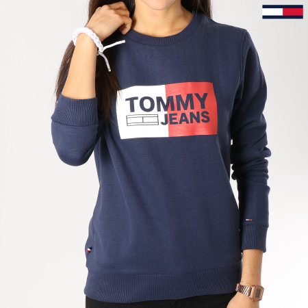 Tommy Hilfiger - Sweat Crewneck Femme Essential Logo Bleu Marine