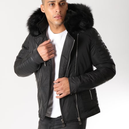 Veste noir avec fourrure hot sale