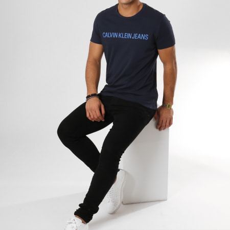 Calvin Klein - Tee Shirt Institutional Slim 7856 Bleu Marine