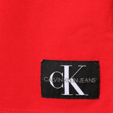 Calvin Klein - Polo Manches Courtes Monogram Color Block 0353 Rouge Noir
