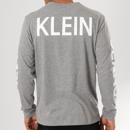 Calvin Klein - Tee Shirt Manches Longues Institutional Back Print 0404 Gris Chiné