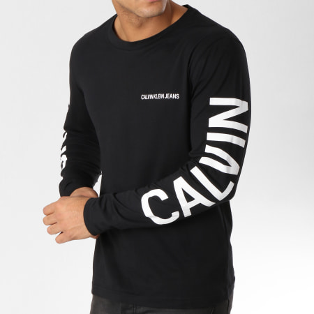 Calvin Klein - Tee Shirt Manches Longues  Institutional Back Print 0404 Noir Blanc