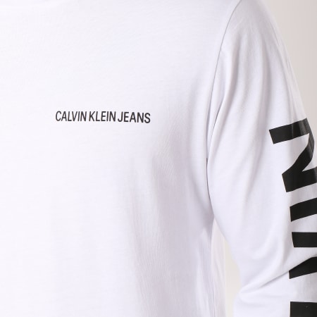 Calvin Klein - Tee Shirt Manches Longues Institutional Back Print 0404 Blanc