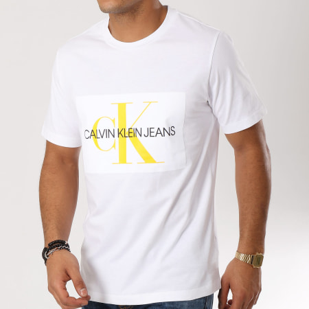 Calvin Klein - Tee Shirt Flock Monogram 0405 Blanc