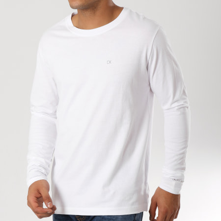 Calvin Klein - Tee Shirt Manches Longues CKJ Embroidery 1066 Blanc