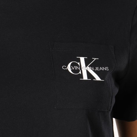 Calvin Klein - Tee Shirt Crop Femme Avec Poche Monogram Noir