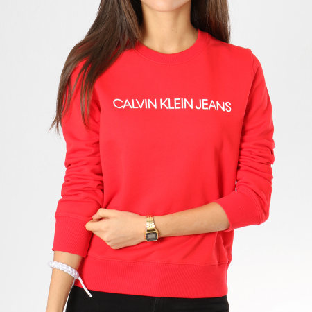Calvin Klein - Sweat Crewneck Femme Institutional Rouge