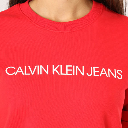 Calvin Klein - Sweat Crewneck Femme Institutional Rouge