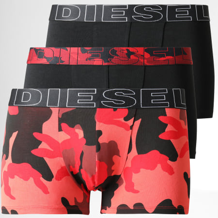Diesel - Lot De 3 Boxers Damien 00ST3V-0PAQZ Noir Rouge Camouflage