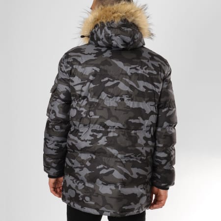 Geographical Norway - Doudoune Fourrure Poche Bomber Bravici Gris Anthracite Noir Camouflage