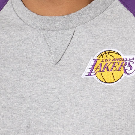 Mitchell and Ness - Sweat Crewneck Los Angeles Lakers Trading Block Gris Chiné Violet Noir