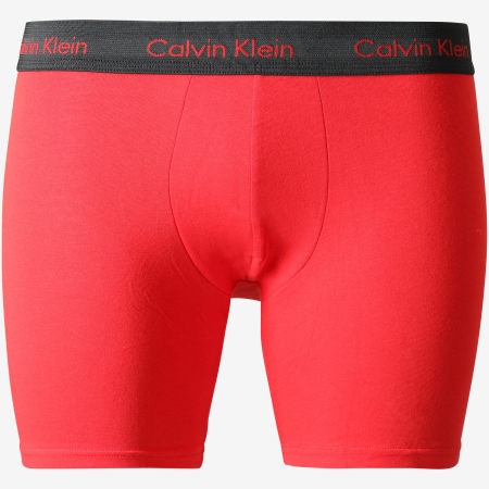 Calvin Klein - Lot De 3 Boxers Cotton Stretch NB1170A Gris Anthracite Chiné Rouge Bleu Marine