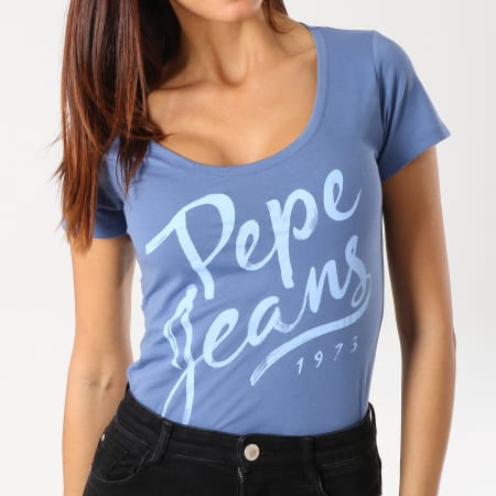 Pepe Jeans - Tee Shirt Femme Andrea Bleu Clair
