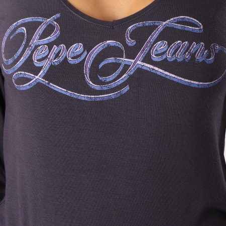 Pepe Jeans - Tee Shirt Manches Longues Femme Marlene Bleu Marine
