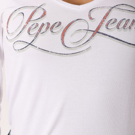 Pepe Jeans - Tee Shirt Manches Longues Femme Marlene Blanc