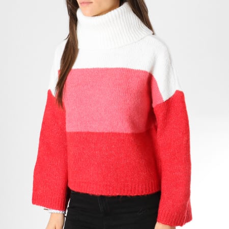 Only - Pull Femme Jeana Blanc Rouge Rose