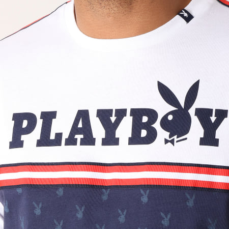 Playboy - Tee Shirt Avec Bandes Pattern Bleu Marine